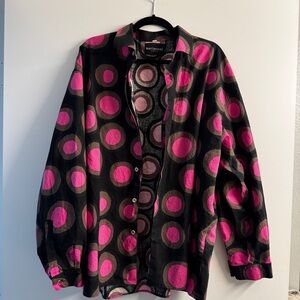 VintageMarimekko Black and Pink Polka Dot Shirt
